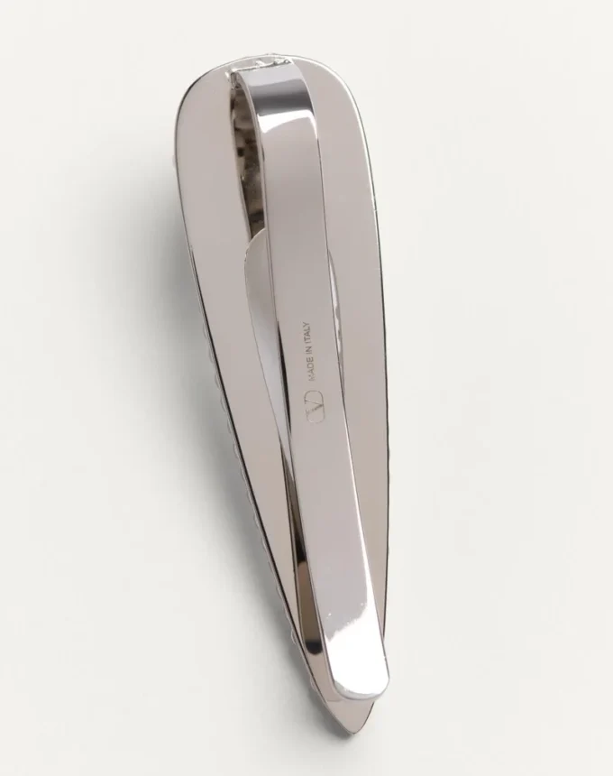 Clemă de cravată metalică Vlogo Signature cu cristale Swarovski® și perle