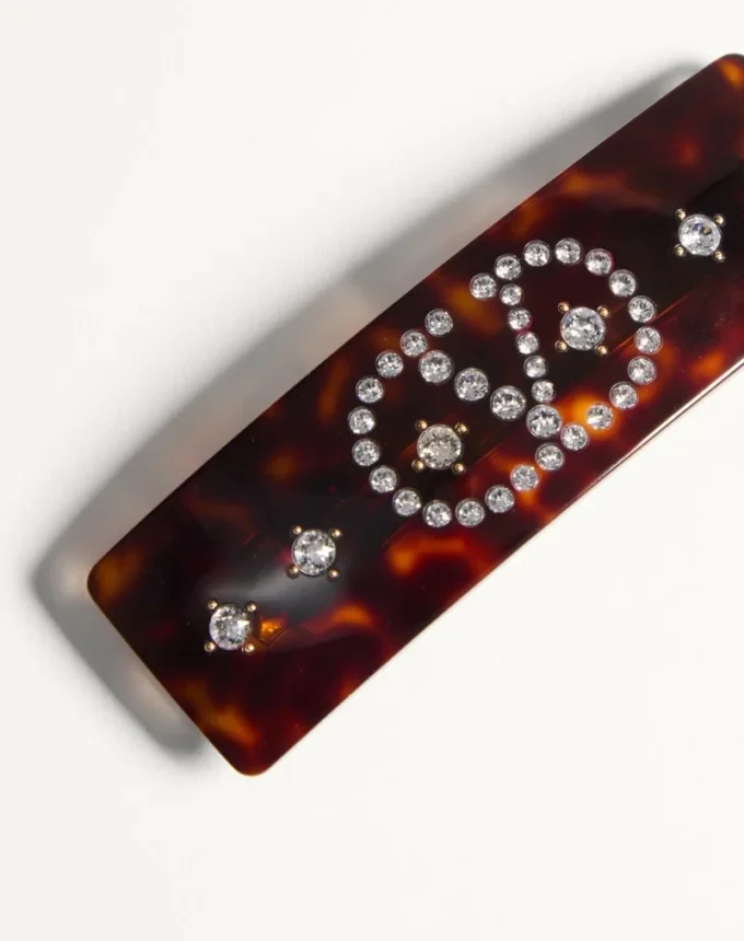 Clemă de păr Vlogo Signature din rășină, metal și cristale Clemă de păr Vlogo Signature din rășină, metal și cristale