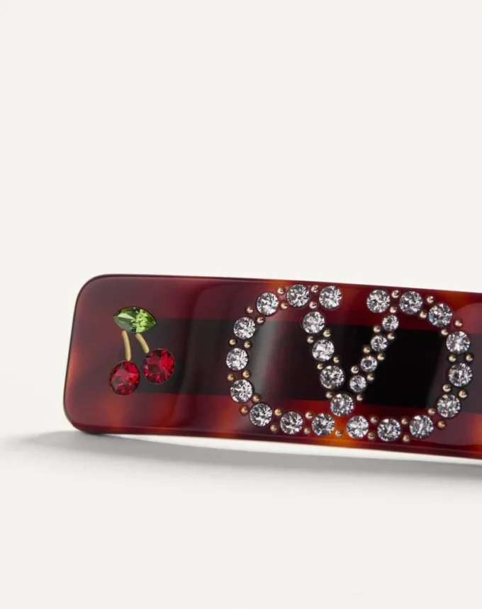 Clip pentru păr cu sigla Vlogo din rășină, metal și cristale Swarovski® Clip pentru păr cu sigla Vlogo din rășină, metal și cristale Swarovski®