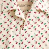 Cămașă de bowling din poplin de bumbac cu imprimeu Cherryfic