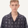 Cămașă de bowling din twill de mătase cu imprimeu Opticool