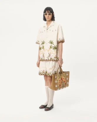 Cămașă din bumbac cu broderie florală
