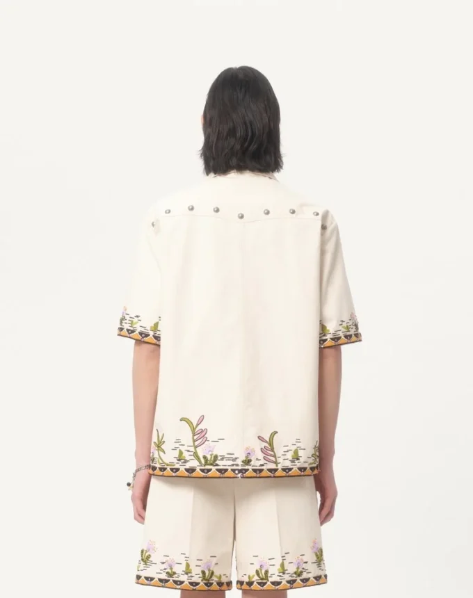 Cămașă din bumbac cu broderie florală