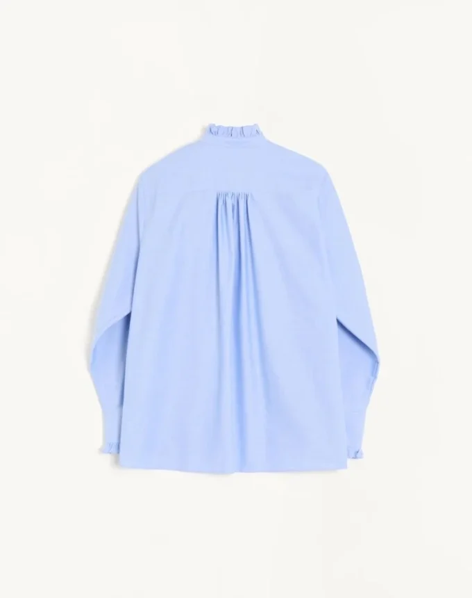 Cămașă din bumbac cu plastron și volane