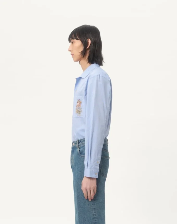 Cămașă din bumbac Oxford cu broderie florală Cămașă din bumbac Oxford cu broderie florală