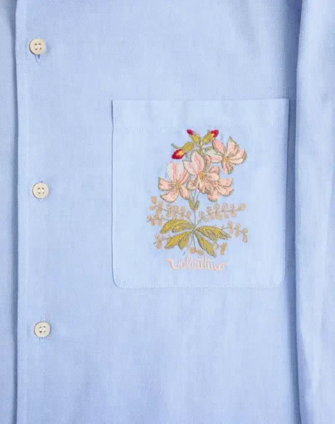 Cămașă din bumbac Oxford cu broderie florală Cămașă din bumbac Oxford cu broderie florală