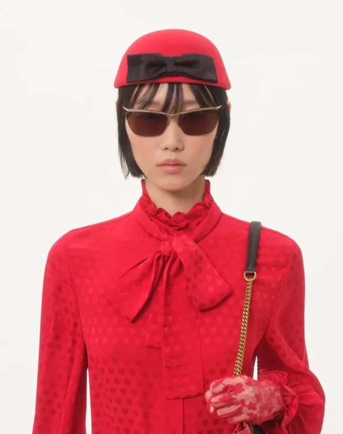 Cămașă din crep de Chine cu imprimeu Cour De Coeur