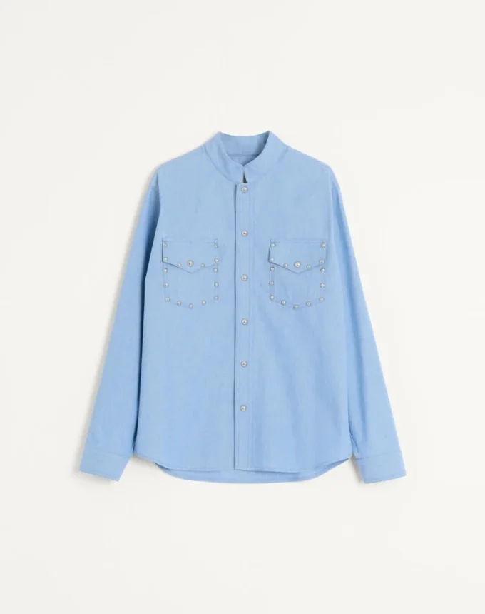 Cămașă din denim cu cabochoane Cămașă din denim cu cabochoane