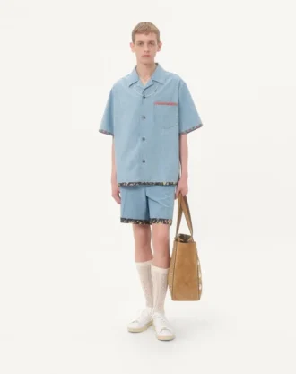 Cămașă din denim cu imprimeu floral