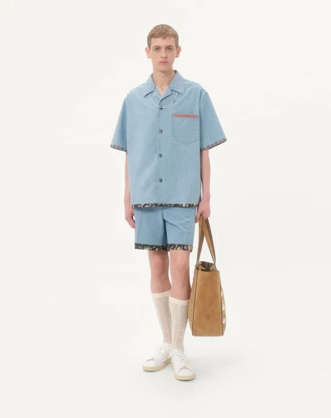 Cămașă din denim cu imprimeu floral Cămașă din denim cu imprimeu floral