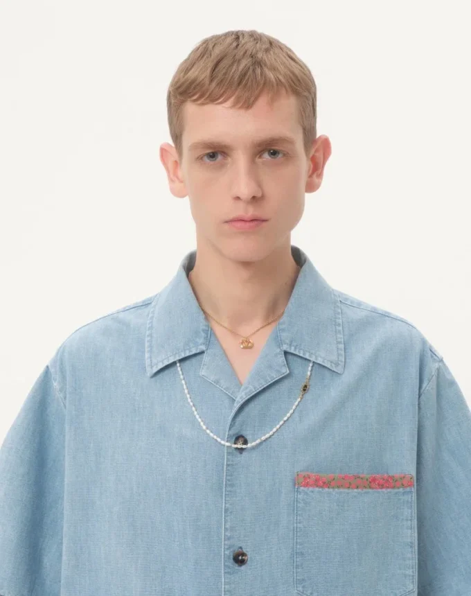 Cămașă din denim cu imprimeu floral Cămașă din denim cu imprimeu floral