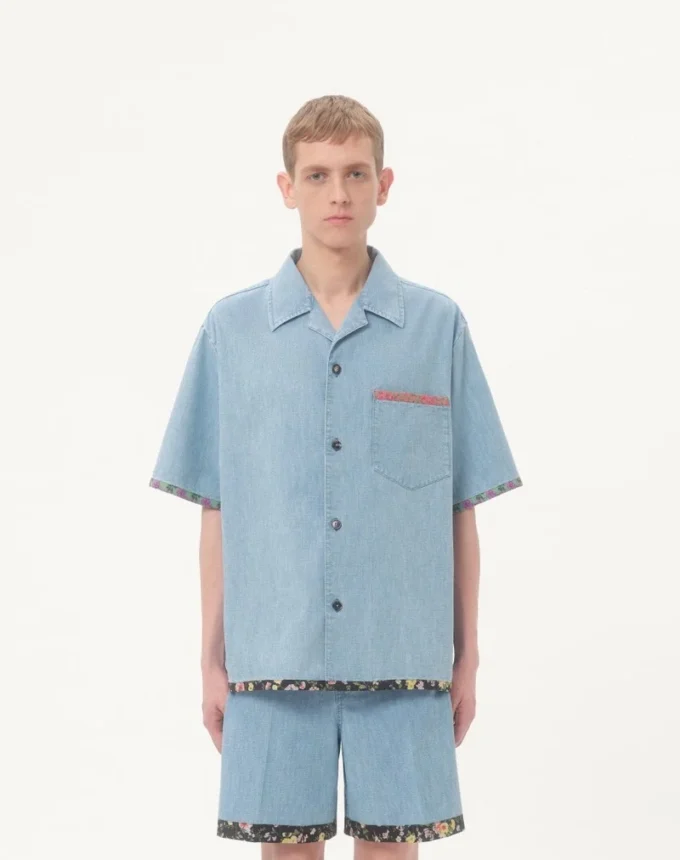 Cămașă din denim cu imprimeu floral Cămașă din denim cu imprimeu floral