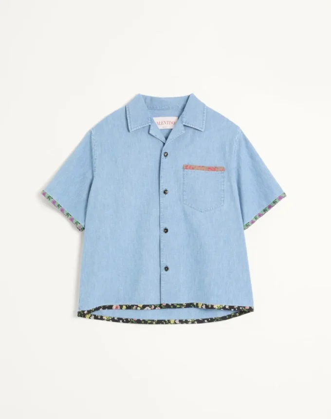 Cămașă din denim cu imprimeu floral Cămașă din denim cu imprimeu floral