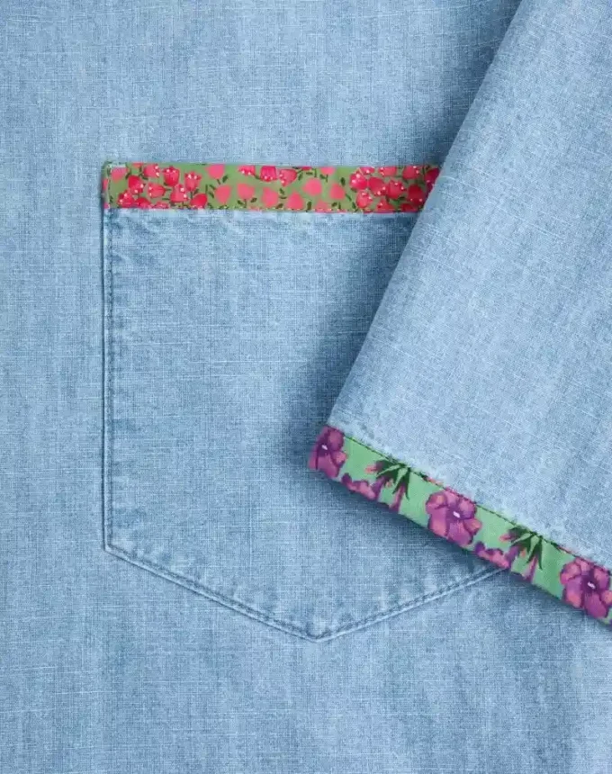Cămașă din denim cu imprimeu floral Cămașă din denim cu imprimeu floral