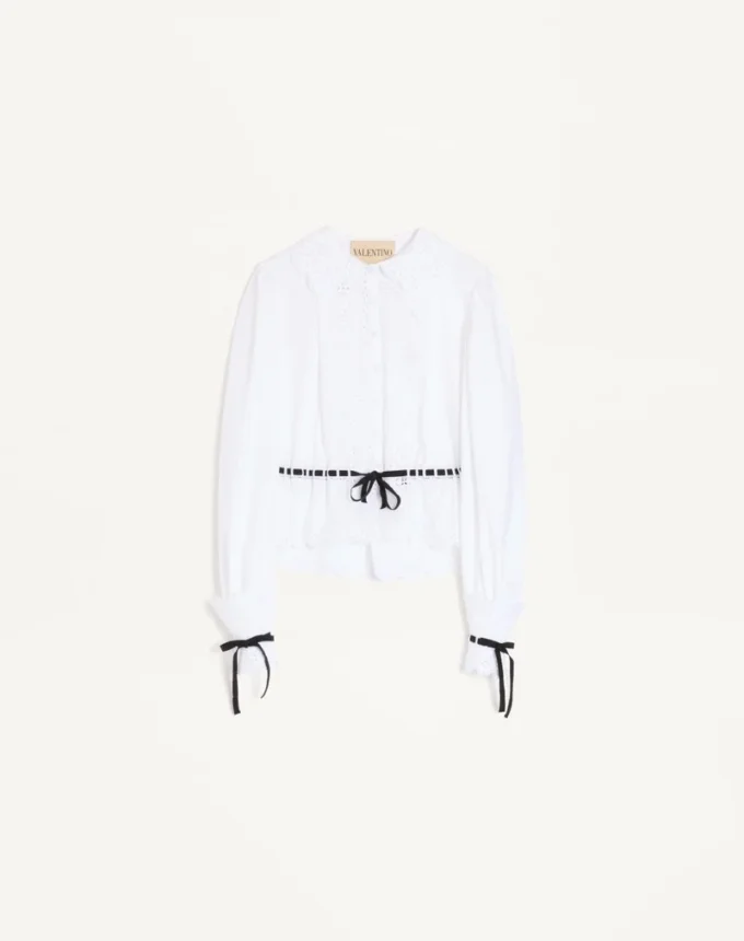 Cămașă din poplin de bumbac brodată