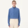 Cămașă din poplin de bumbac cu plastron și volane