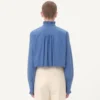Cămașă din poplin de bumbac cu plastron și volane
