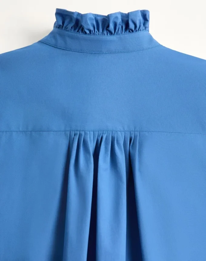 Cămașă din poplin de bumbac cu plastron și volane