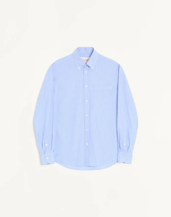Cămașă din poplin de bumbac Valentino cu broderie VLogo