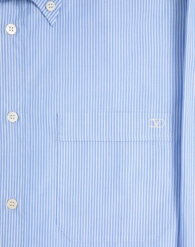 Cămașă din poplin de bumbac Valentino cu broderie VLogo