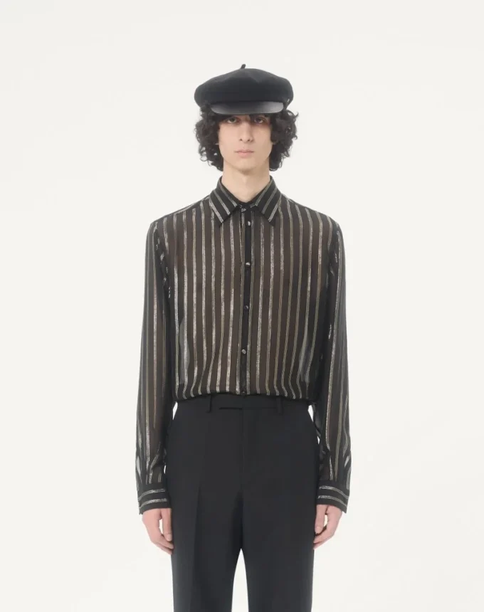 Cămașă Valentino din șifon de mătase și lurex