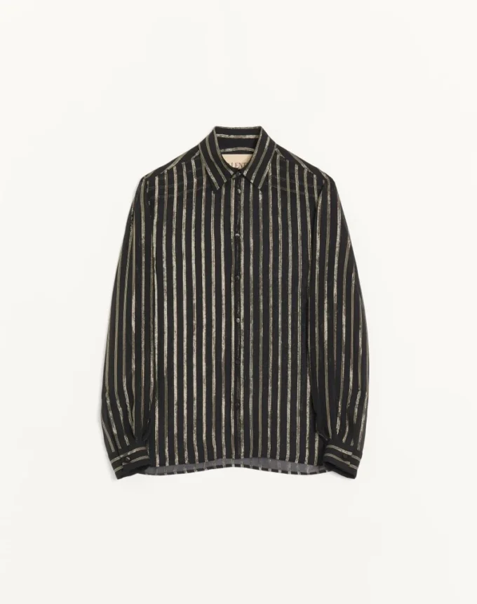 Cămașă Valentino din șifon de mătase și lurex