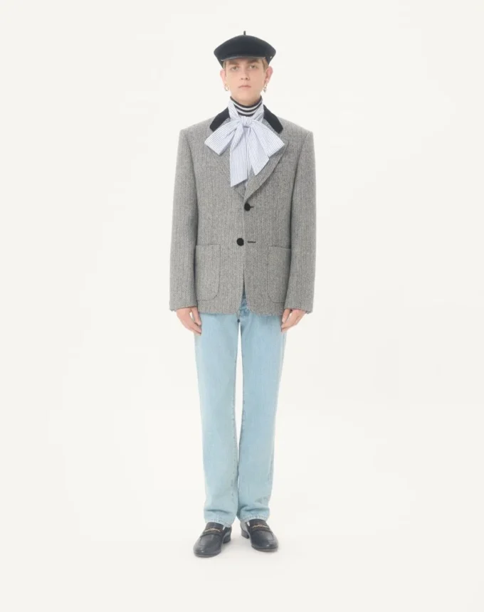 Cămașă Valentino din poplin de bumbac cu guler eșarfă și broderie VLogo