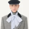 Cămașă Valentino din poplin de bumbac cu guler eșarfă și broderie VLogo