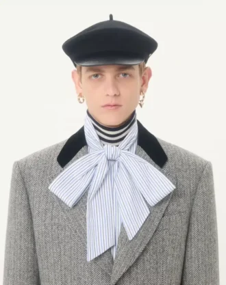 Cămașă Valentino din poplin de bumbac cu guler eșarfă și broderie VLogo