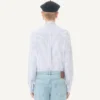 Cămașă Valentino din poplin de bumbac cu guler eșarfă și broderie VLogo