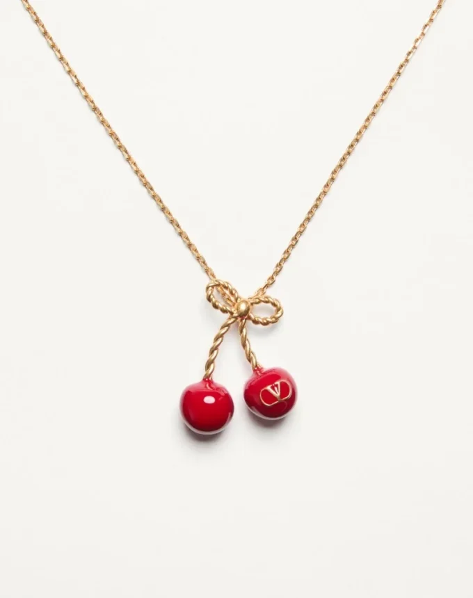 Colier Cherryfic din metal și email Colier Cherryfic din metal și email