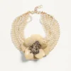 Colier Fleur Lumineuse din metal, email, perle și țesătură Colier Fleur Lumineuse din metal, email, perle și țesătură