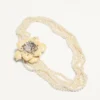 Colier Fleur Lumineuse din metal, email, perle și țesătură Colier Fleur Lumineuse din metal, email, perle și țesătură
