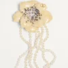 Colier Valentino Garavani Fleur Lumineuse din metal, email, perle și țesătură
