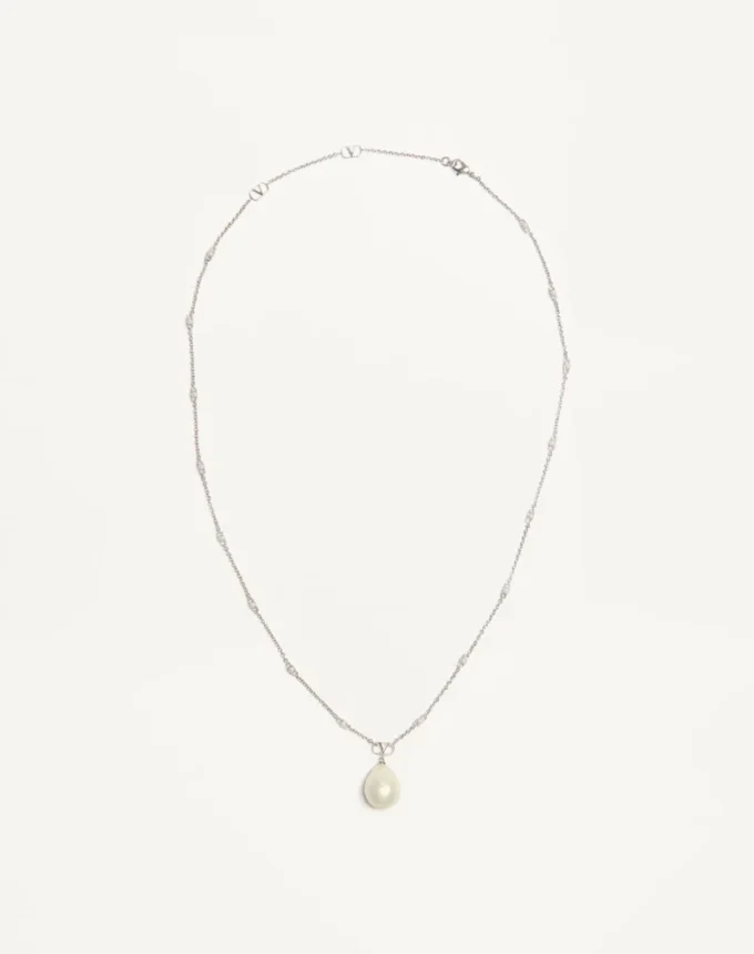 Colier metalic Vlogo Signature cu perle și cristale Swarovski®
