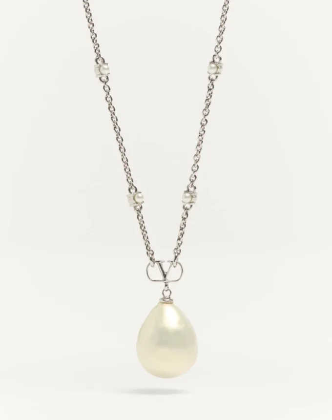 Colier metalic Vlogo Signature cu perle și cristale Swarovski®