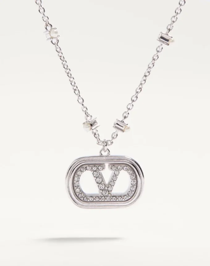 Colier metalic Vlogo Signature cu perle și cristale Swarovski®