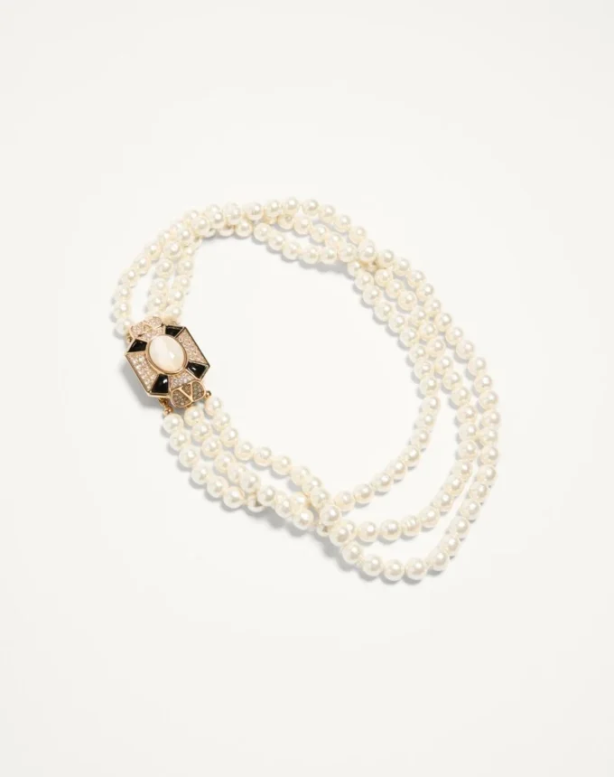 Colier Pas Plus din metal, email, rășină, perle și cristale Swarovski®
