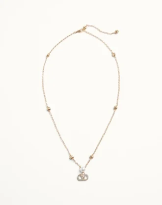 Colier VLogo Signature din metal, perle și cristale Swarovski® Colier VLogo Signature din metal, perle și cristale Swarovski®