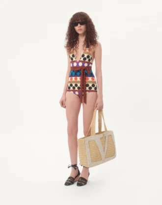 Costum de baie dintr-o bucată din lycra cu imprimeu Opticool Riga Pois