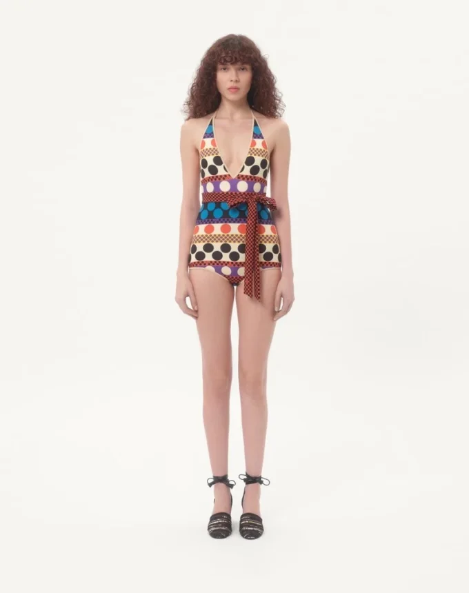 Costum de baie dintr-o bucată din lycra cu imprimeu Opticool Riga Pois Costum de baie dintr-o bucată din lycra cu imprimeu Opticool Riga Pois