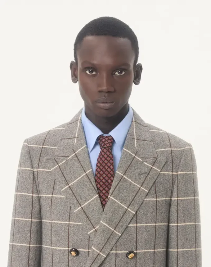 Cravată din bumbac jacquard Valentie cu model Chamber și detaliu VLogo Signature Cravată din bumbac jacquard Valentie cu model Chamber și detaliu VLogo Signature
