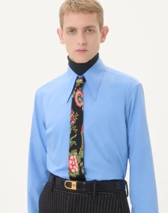 Cravată din mătase cu model floral din hârtie