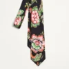 Cravată din mătase cu model floral din hârtie
