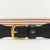 Curea cu logo în panglică și piele de vițel 35 mm Curea cu logo în panglică și piele de vițel 35 mm