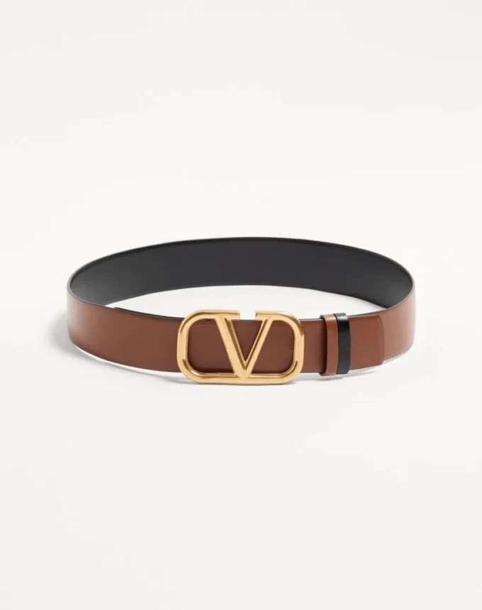 Curea reversibilă cu logo Vlogo din piele de vițel lucioasă 40 mm