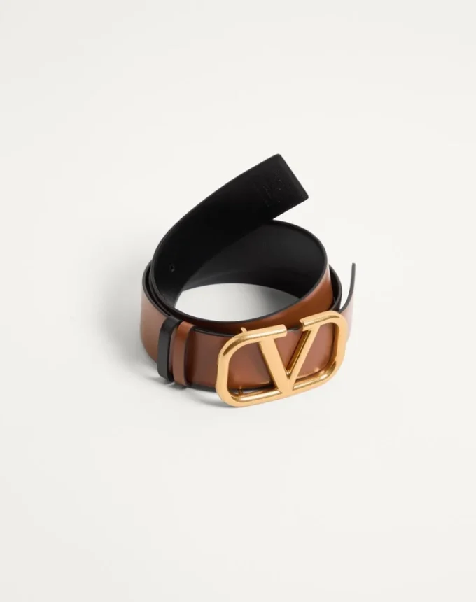 Curea reversibilă cu logo Vlogo din piele de vițel lucioasă 40 mm