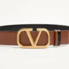 Curea reversibilă cu logo Vlogo din piele de vițel lucioasă 40 mm