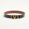 Curea reversibilă cu logo Vlogo din piele de vițel lucioasă 40 mm
