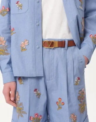 Curea reversibilă din piele de vițel lucioasă cu logo Vlogo Signature 30 mm